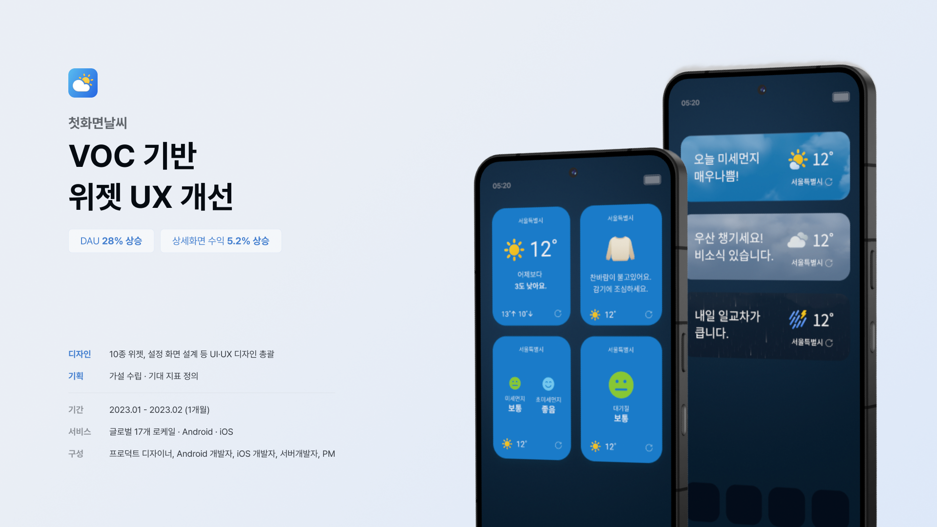 VOC 기반 위젯 UX 개선 — 표지